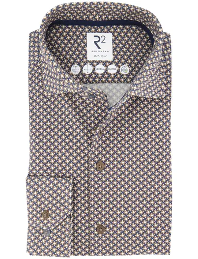 R2 R2 sorona overhemd beige geprint polyester