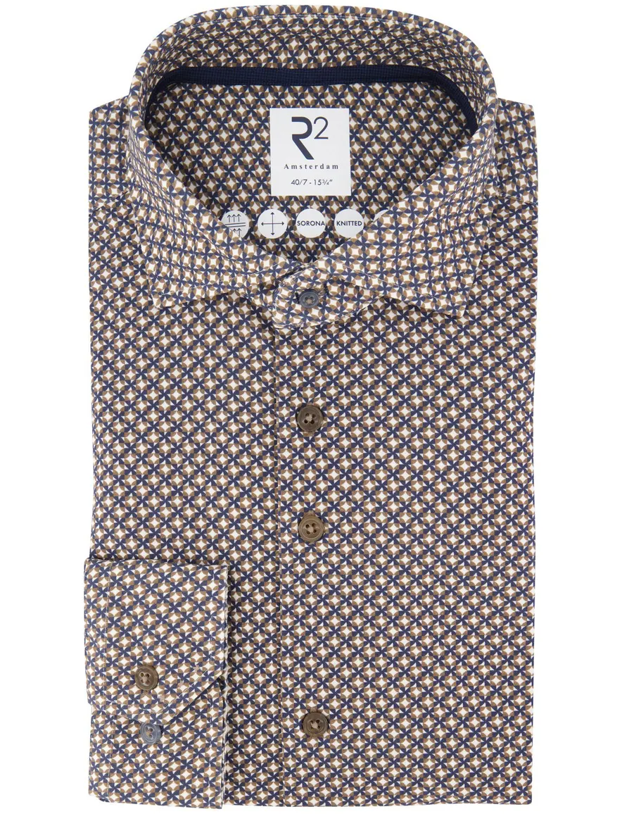 R2 sorona knitted overhemd beige