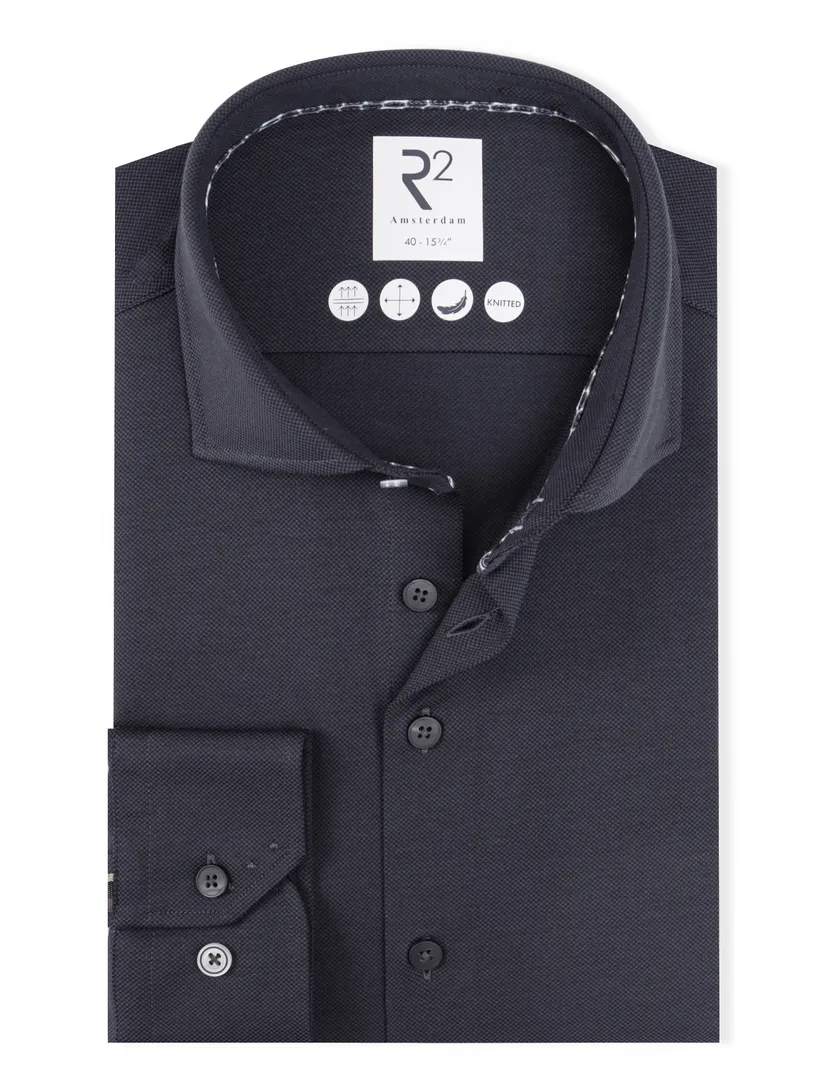 R2 knitted overhemd antreciet ml7 wide collar