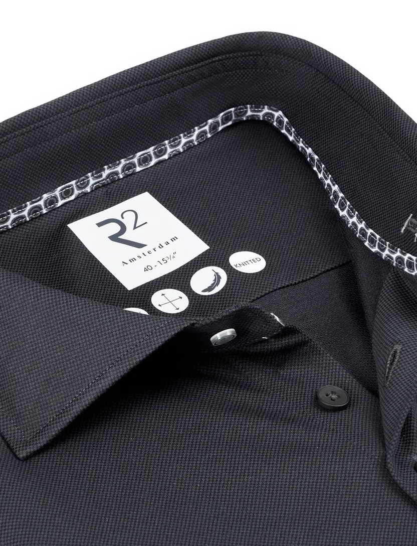 R2 knitted overhemd antreciet ml7 wide collar
