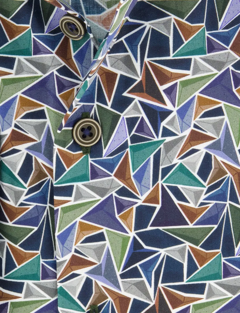R2 overhemd print katoen blauw