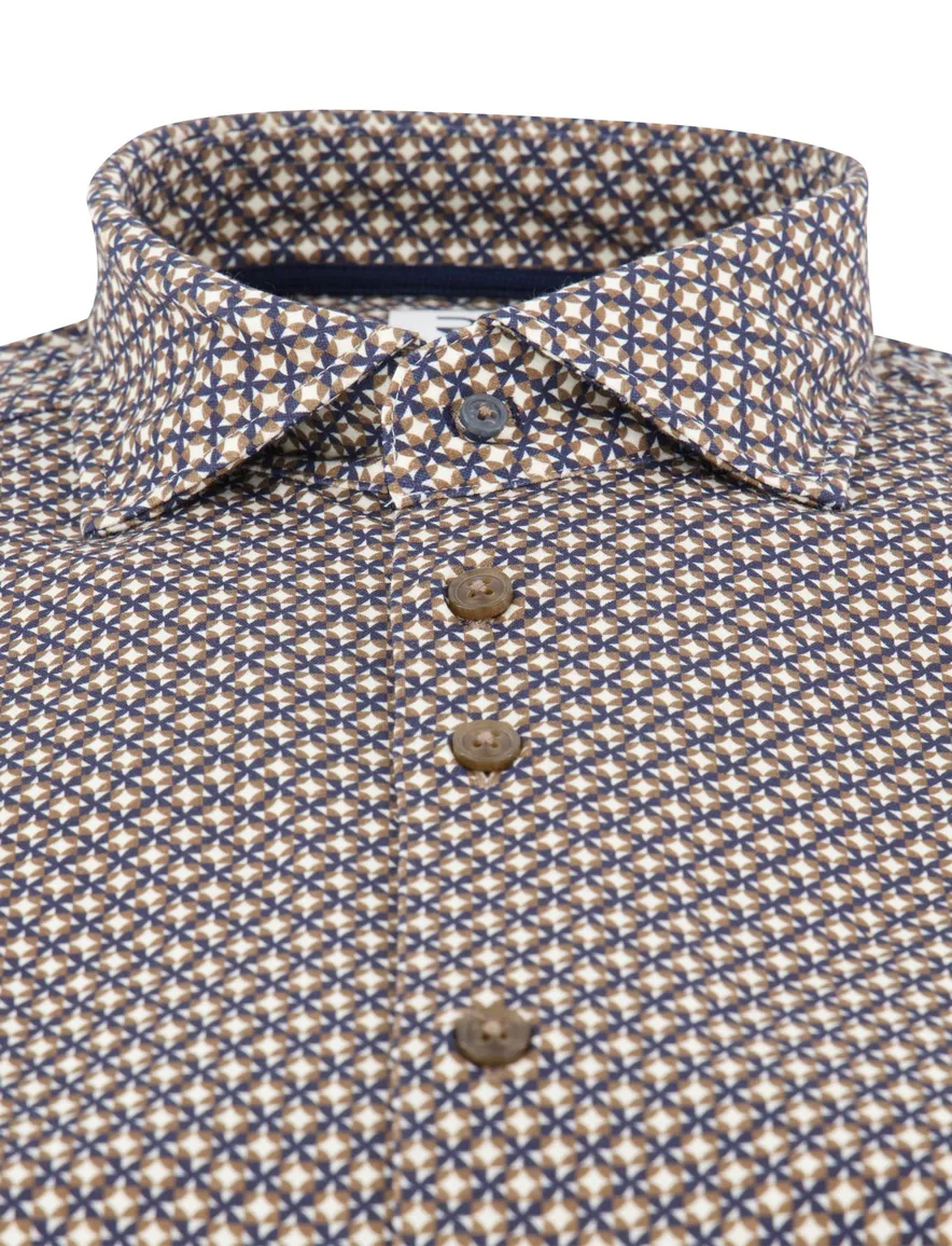 R2 sorona knitted overhemd bruin navy