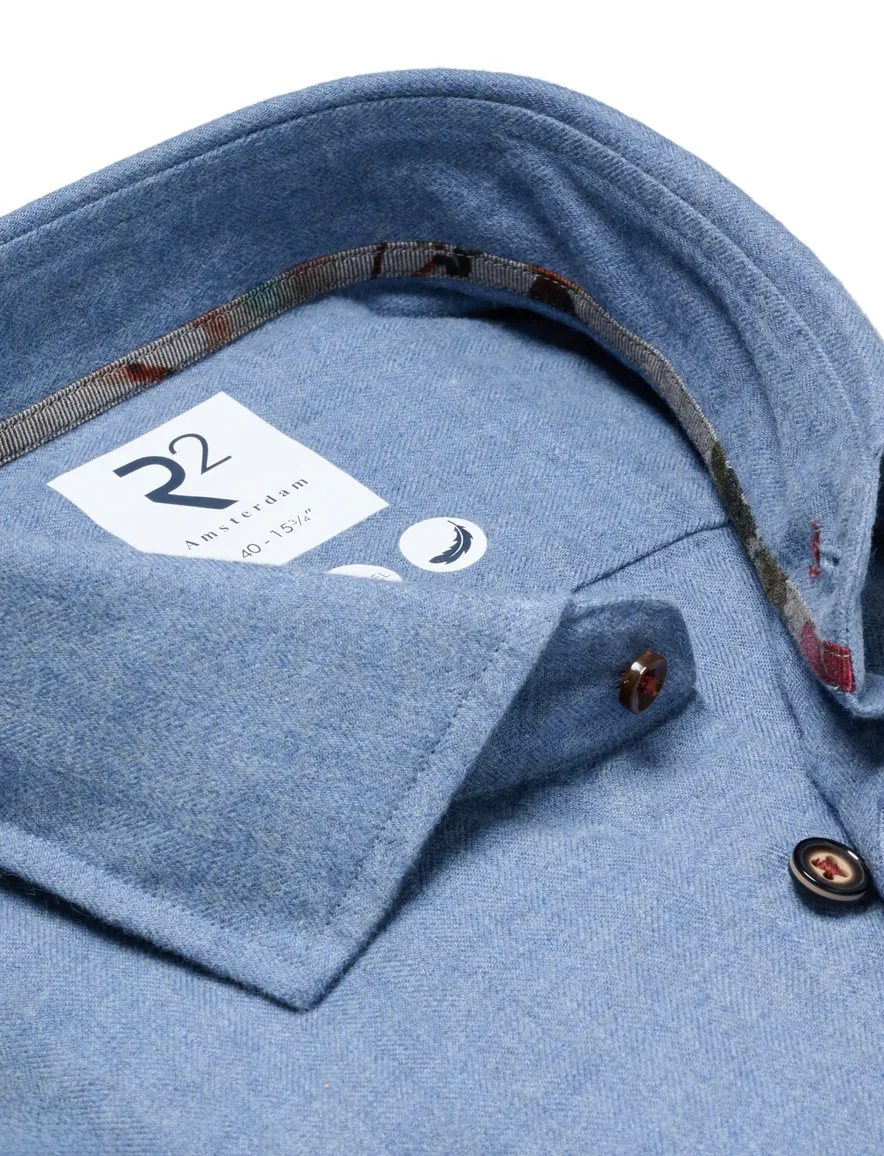 R2 overhemd flanel blauw