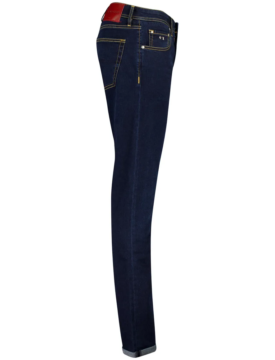 Tramarossa jeans katoen met omslag donkerblauw