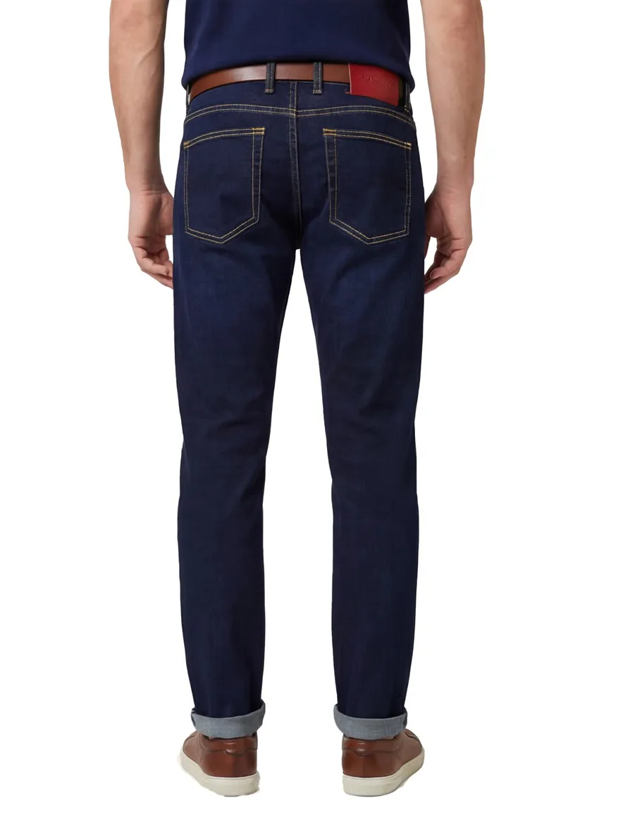 Tramarossa jeans katoen met omslag donkerblauw