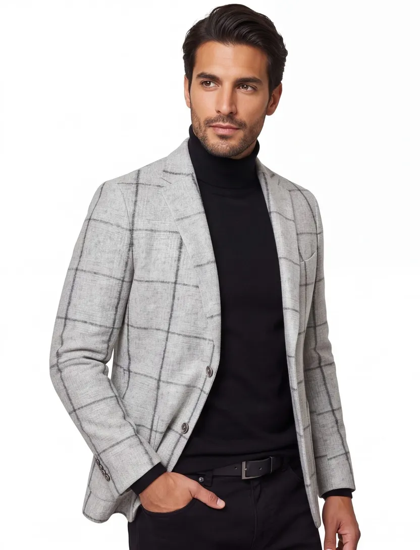 Colbert Gentiluomo wol grijs geruit normale fit
