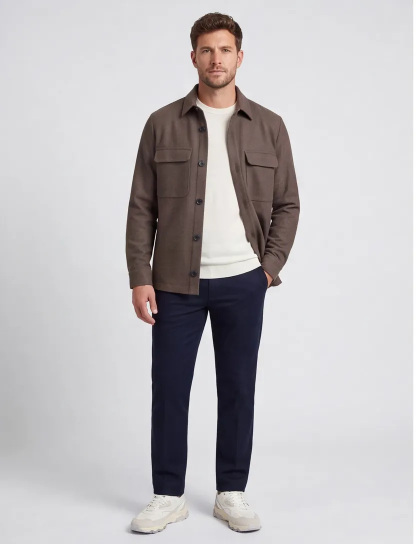 Overshirt Gentiluomo bruin wol