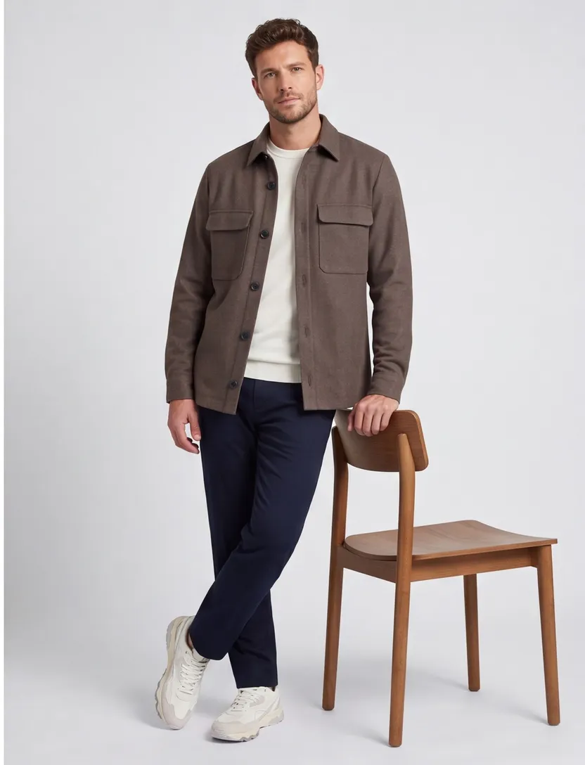 Overshirt Gentiluomo bruin wol