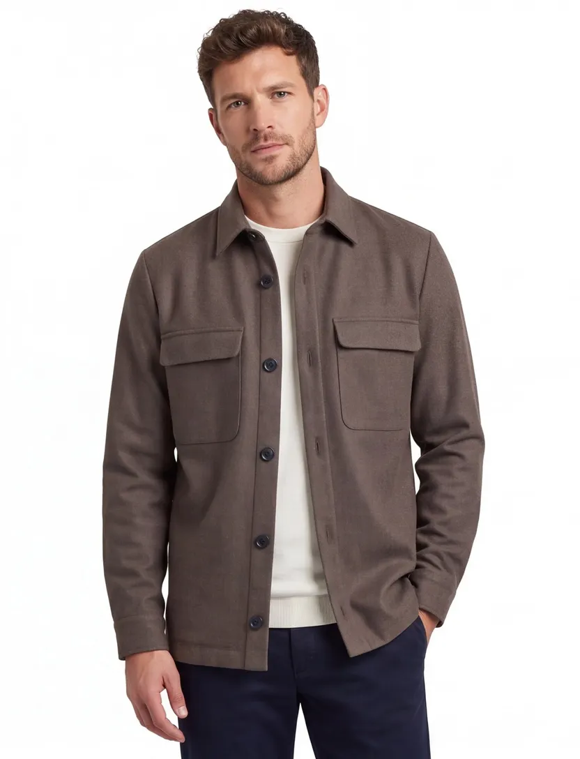 Overshirt Gentiluomo bruin wol