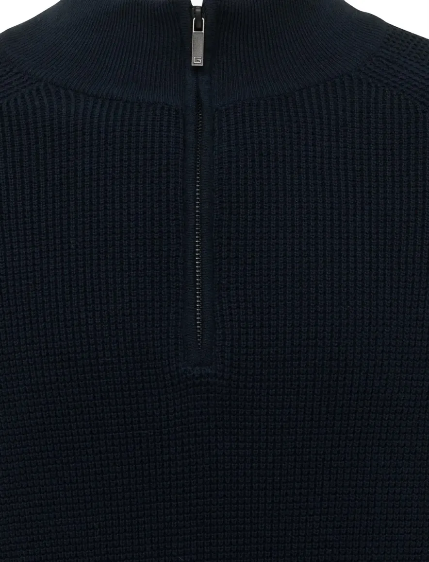 Gentiluomo trui donkerblauw half zip