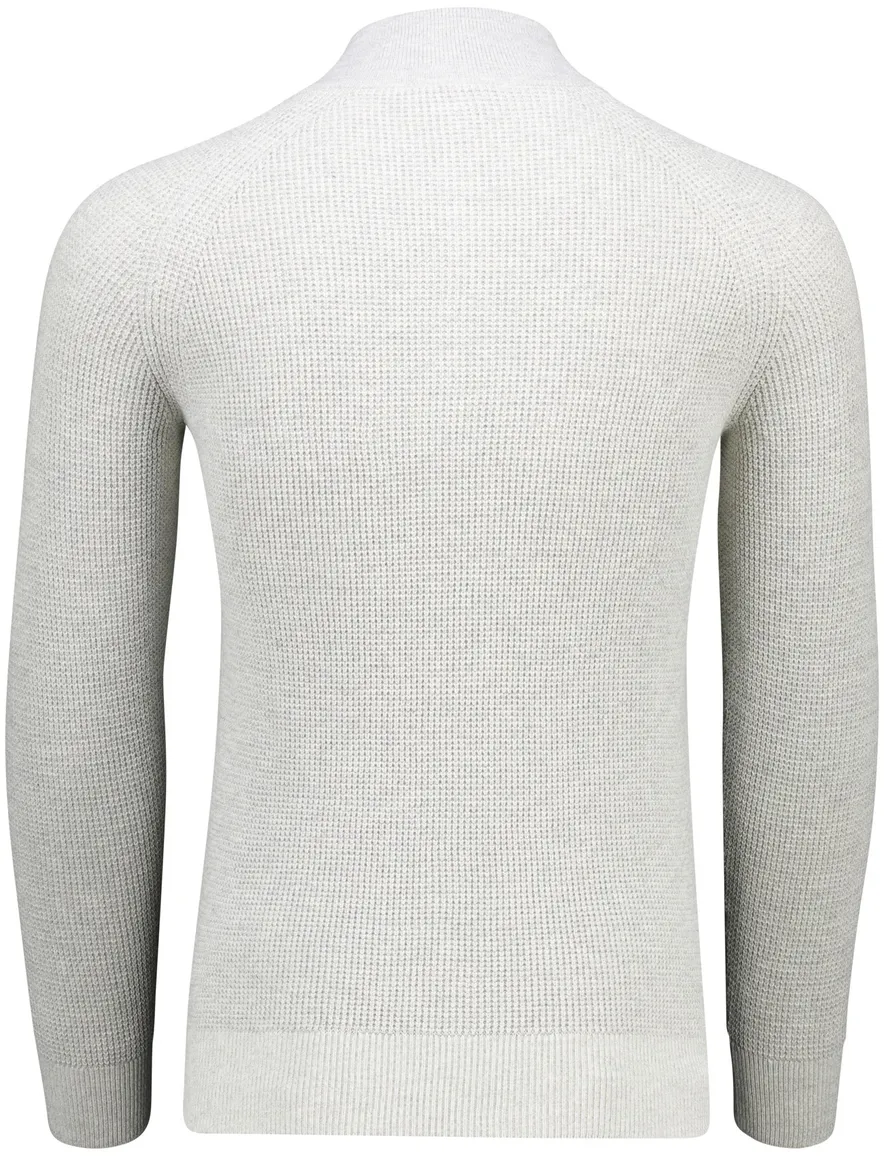 Gentiluomo half zip trui lichtgrijs effen