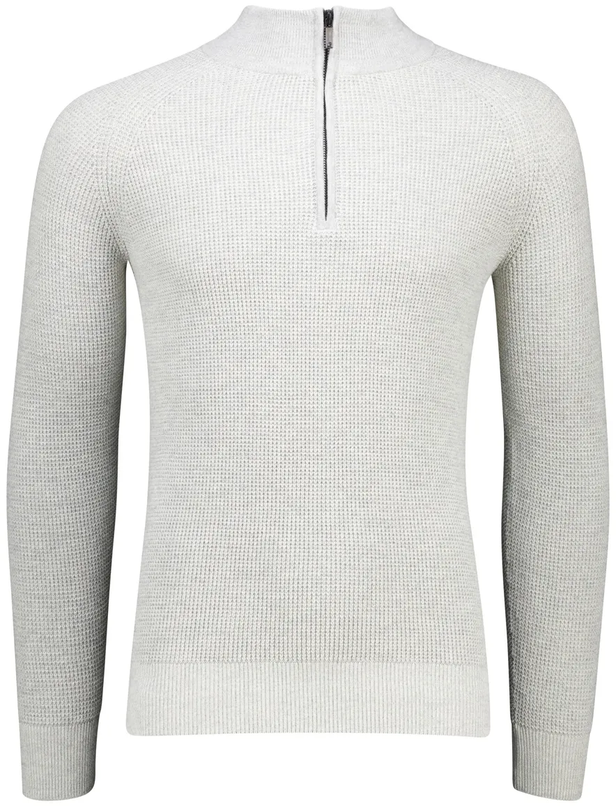 Gentiluomo half zip trui lichtgrijs