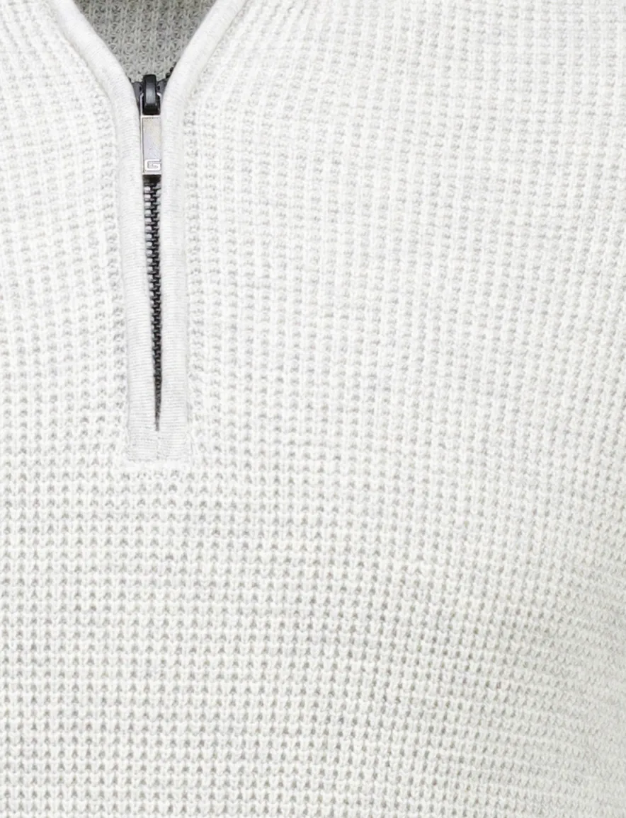Gentiluomo half zip trui lichtgrijs
