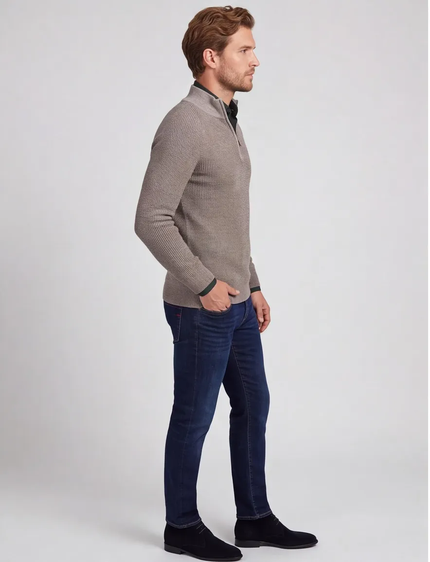 Gentiluomo half zip trui grijs katoen