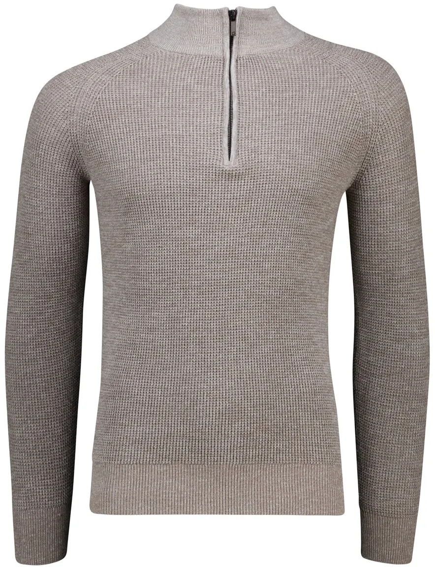 Gentiluomo half zip trui bruin