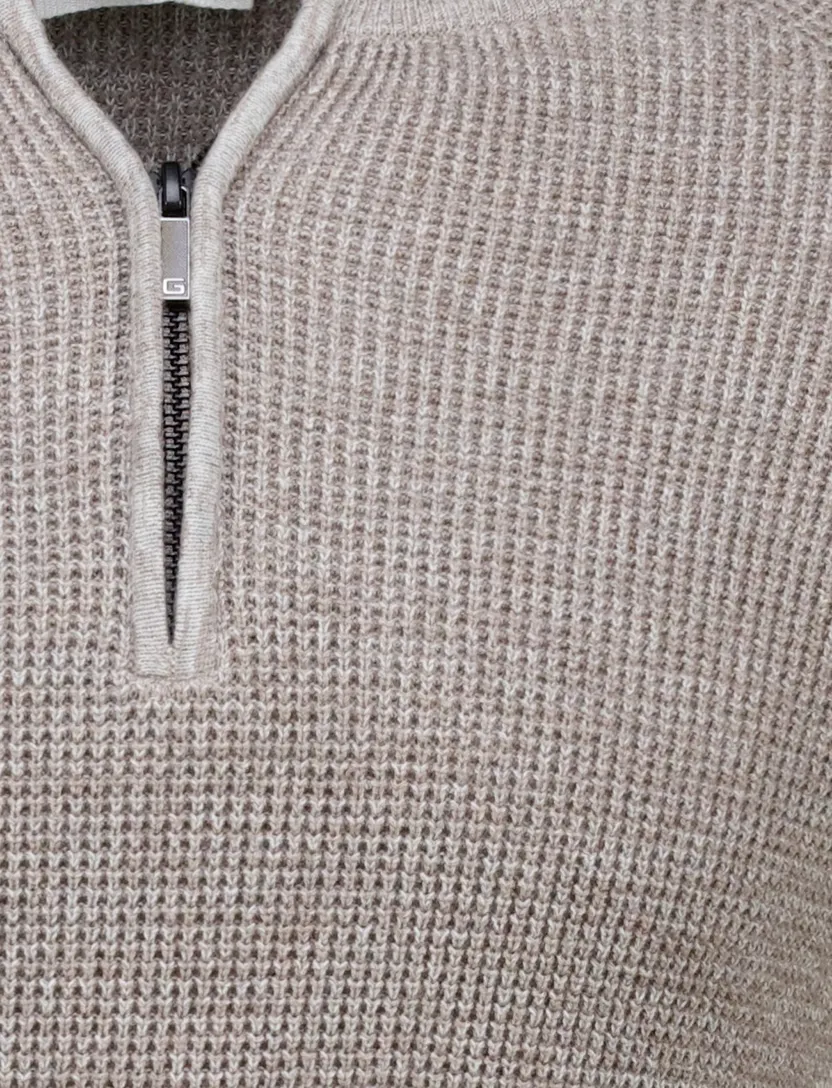 Gentiluomo half zip trui bruin