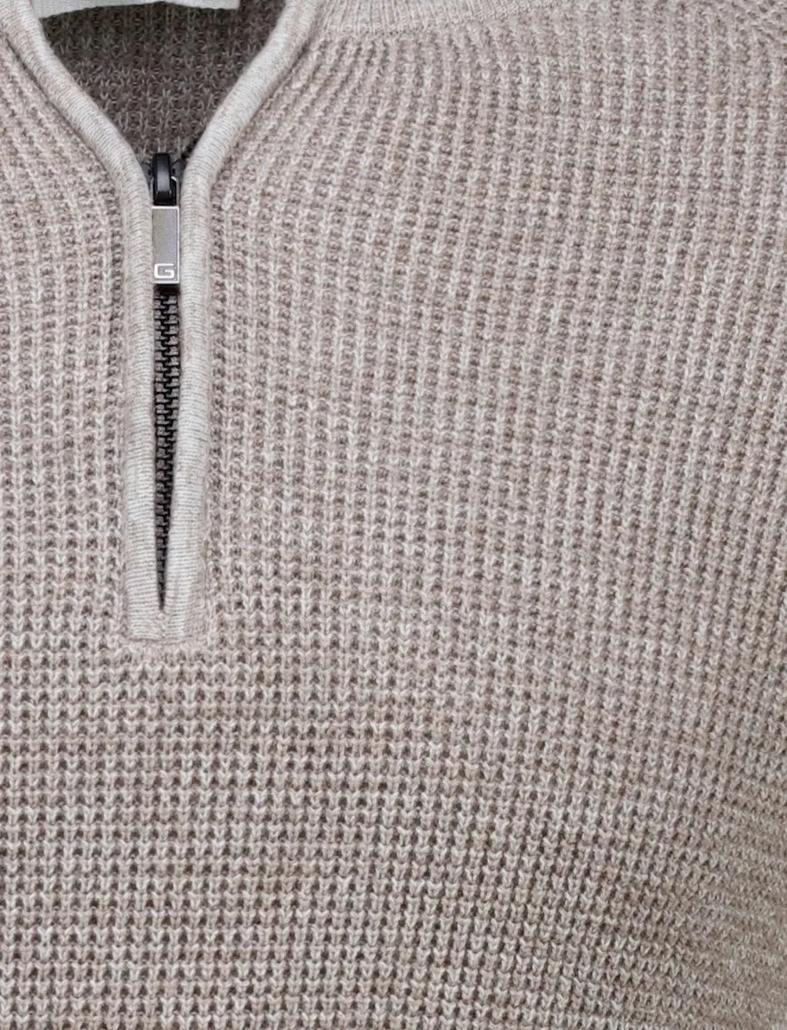 Gentiluomo half zip trui bruin