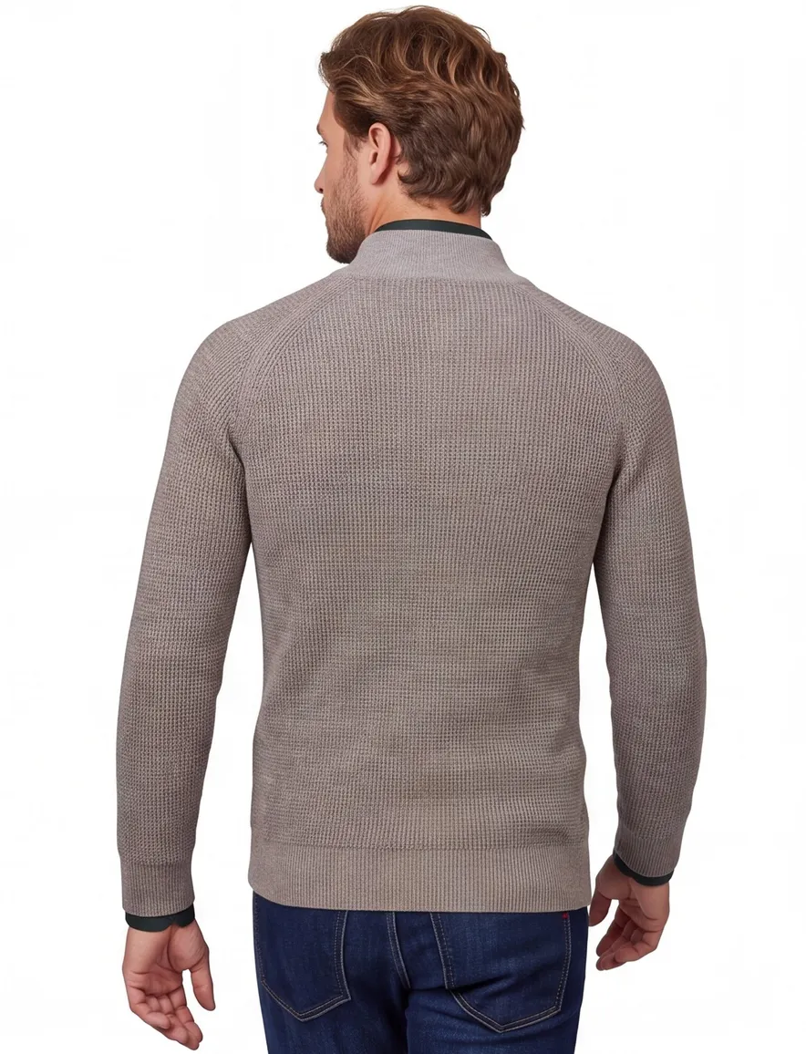 Gentiluomo half zip trui grijs katoen