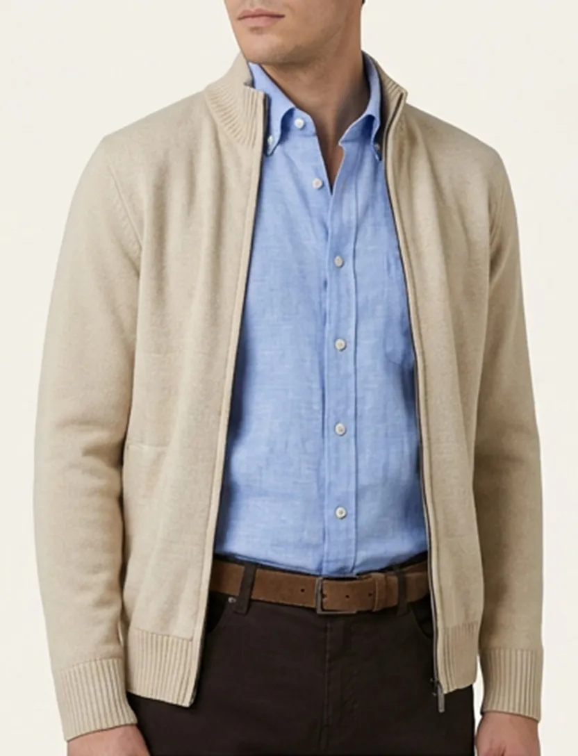 Gentiluomo vest scheerwol beige