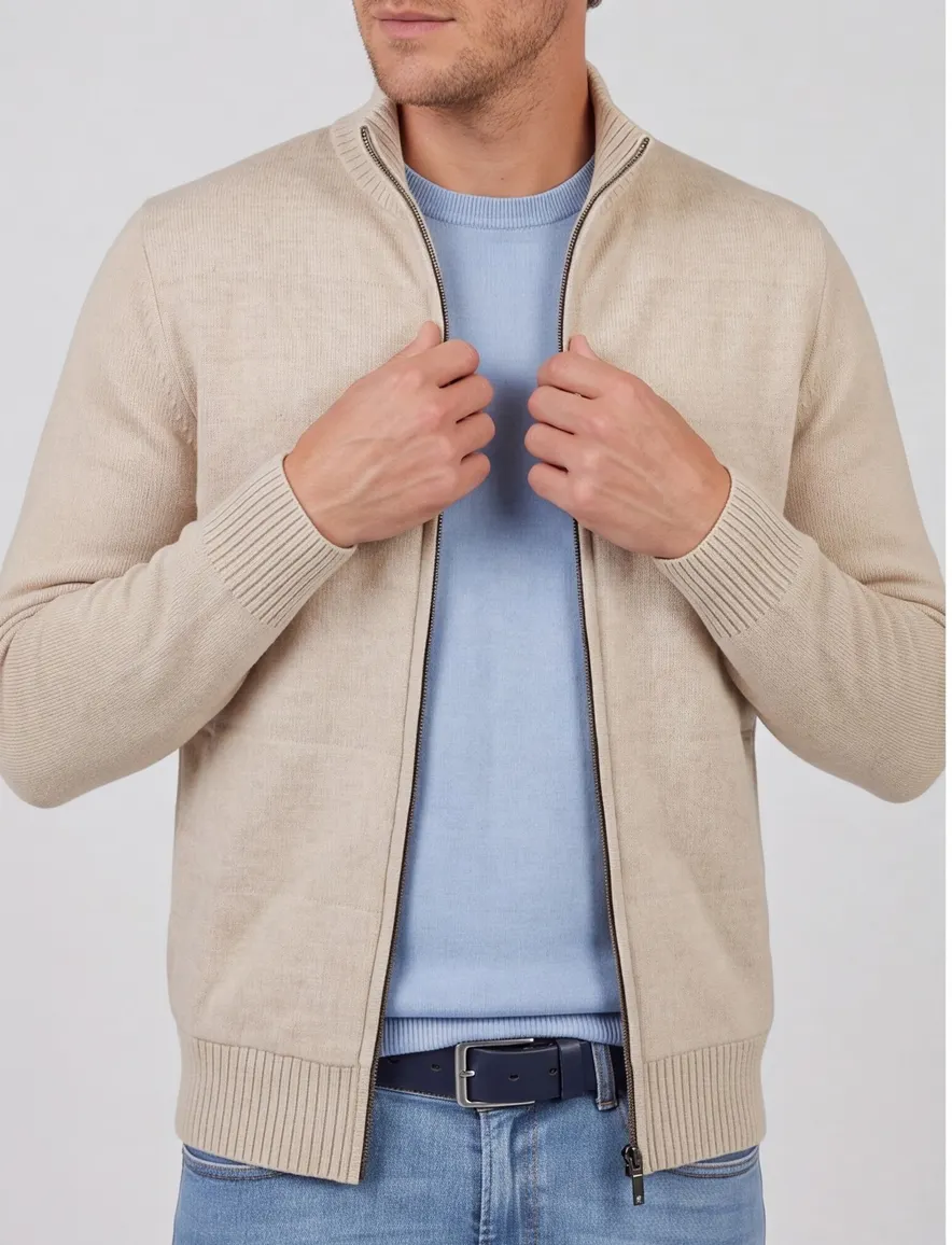 Gentiluomo vest scheerwol beige