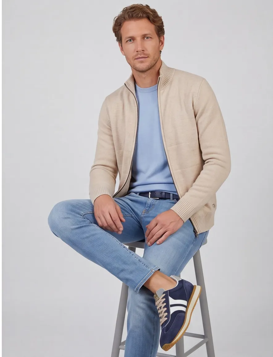 Gentiluomo vest scheerwol beige