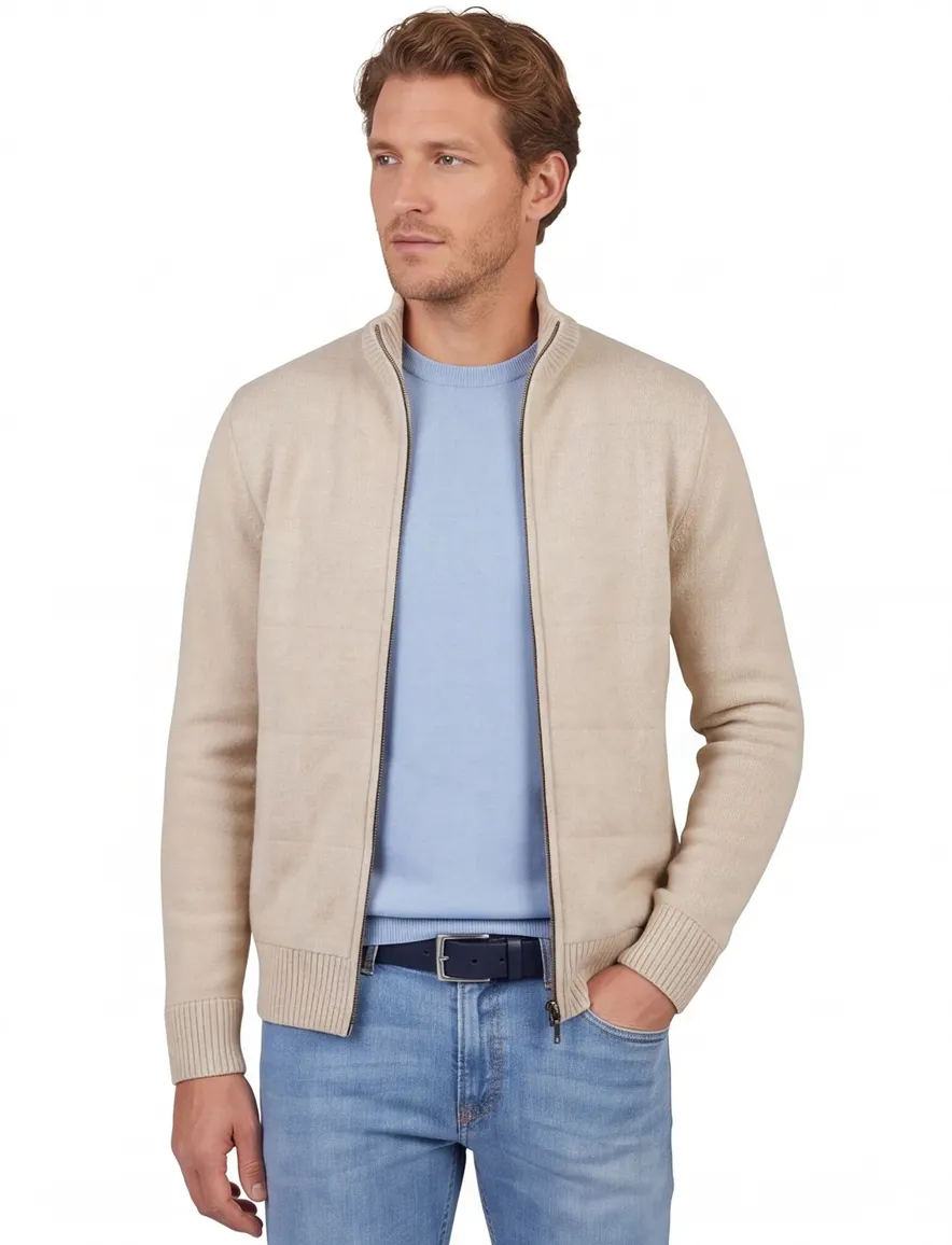 Gentiluomo vest scheerwol beige