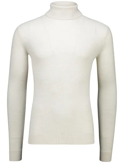 Gentiluomo Gentiluomo merinowollen coltrui creme effen normale fit