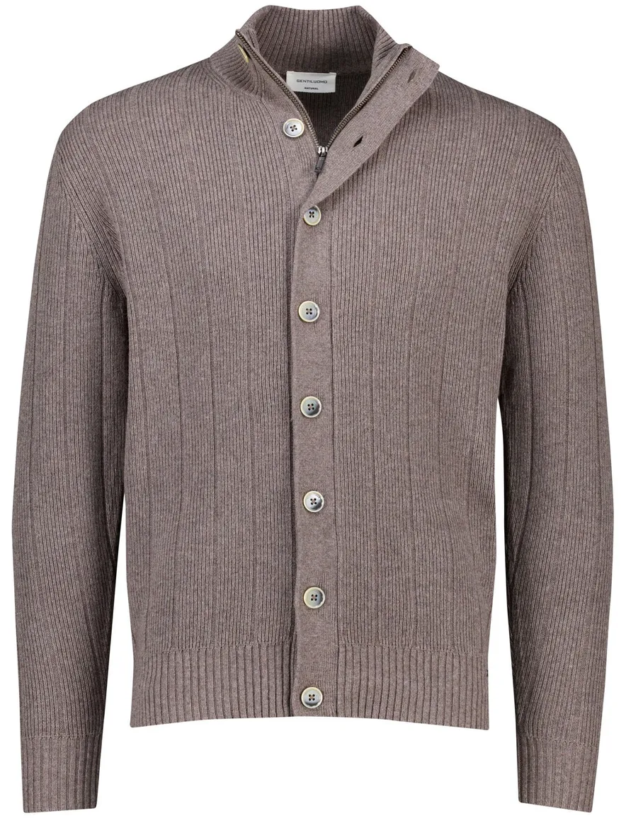 Gentiluomo vest met rits en knopen bruin