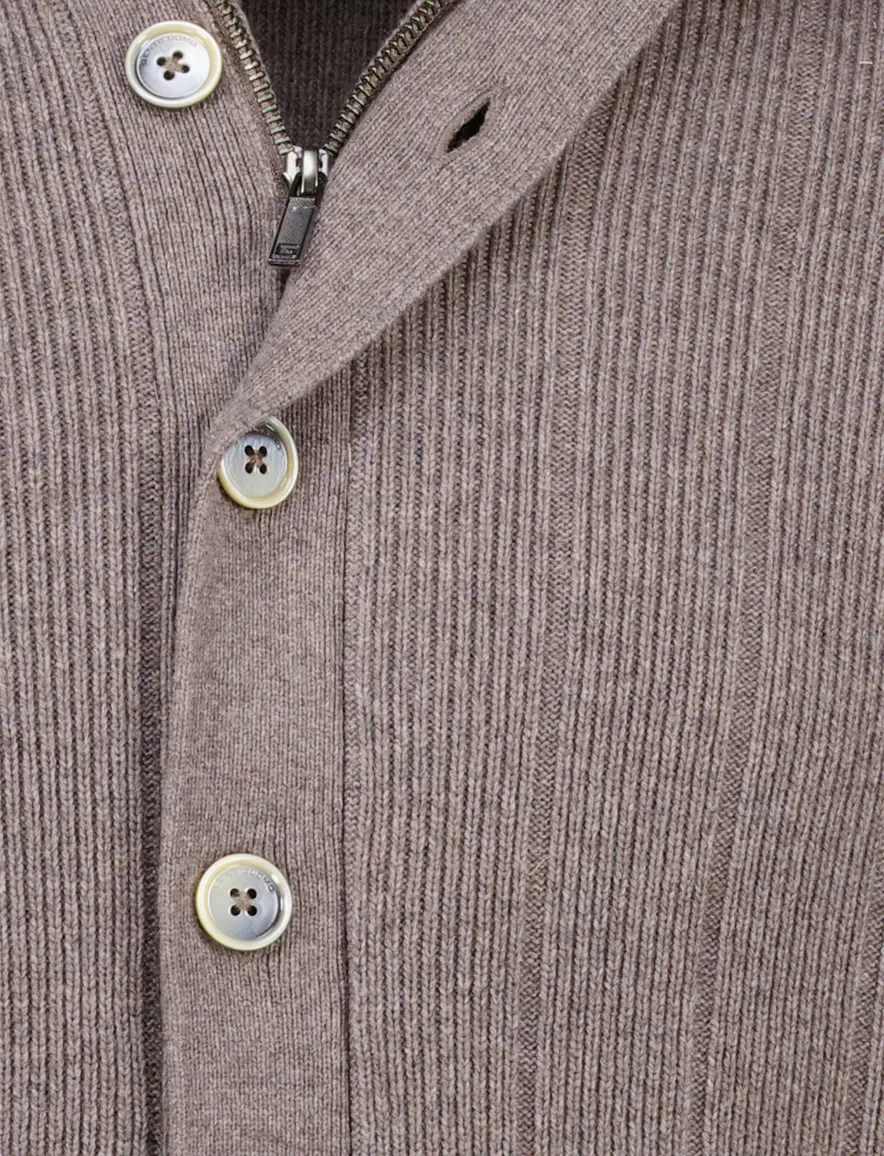 Gentiluomo vest met rits en knopen bruin