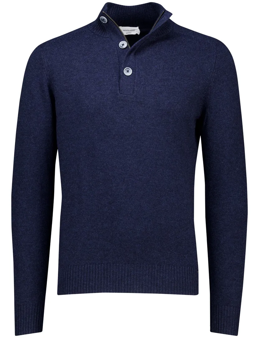 gebreide Gentiluomo trui met rits en knopen blauw