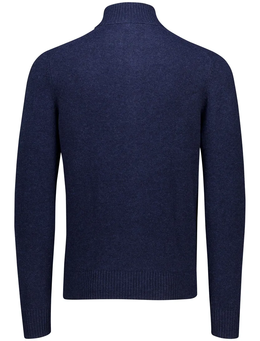 gebreide Gentiluomo trui met rits en knopen blauw
