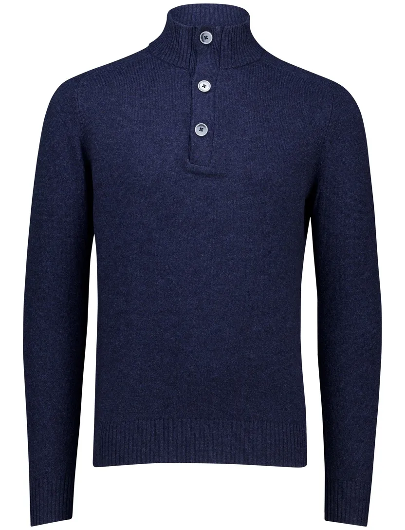 gebreide Gentiluomo trui met rits en knopen blauw