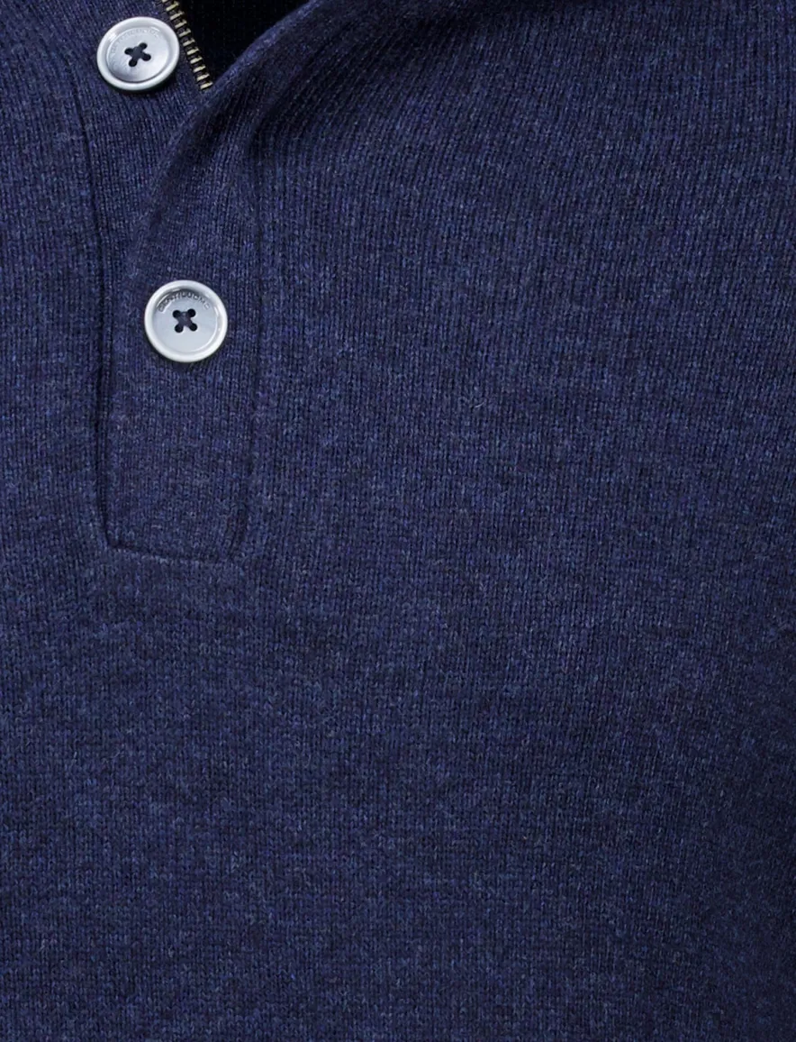 Gentiluomo trui met rits en knopen blauw effen normale fit