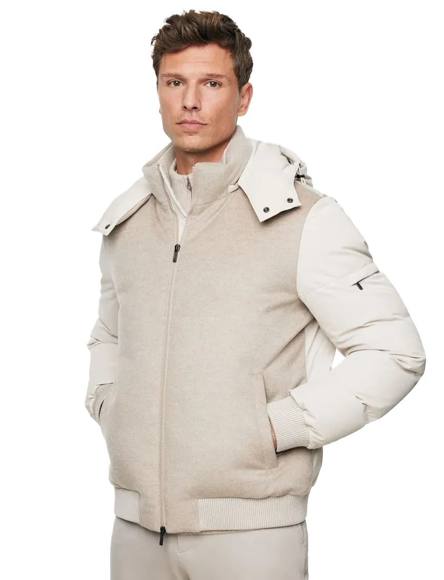 Gentiluomo winterjas beige gemêleerd wol