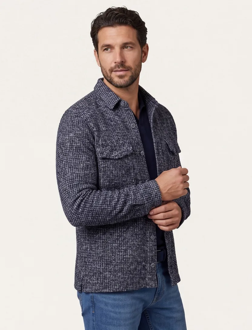 Gentiluomo overshirt wolblend donkerblauw