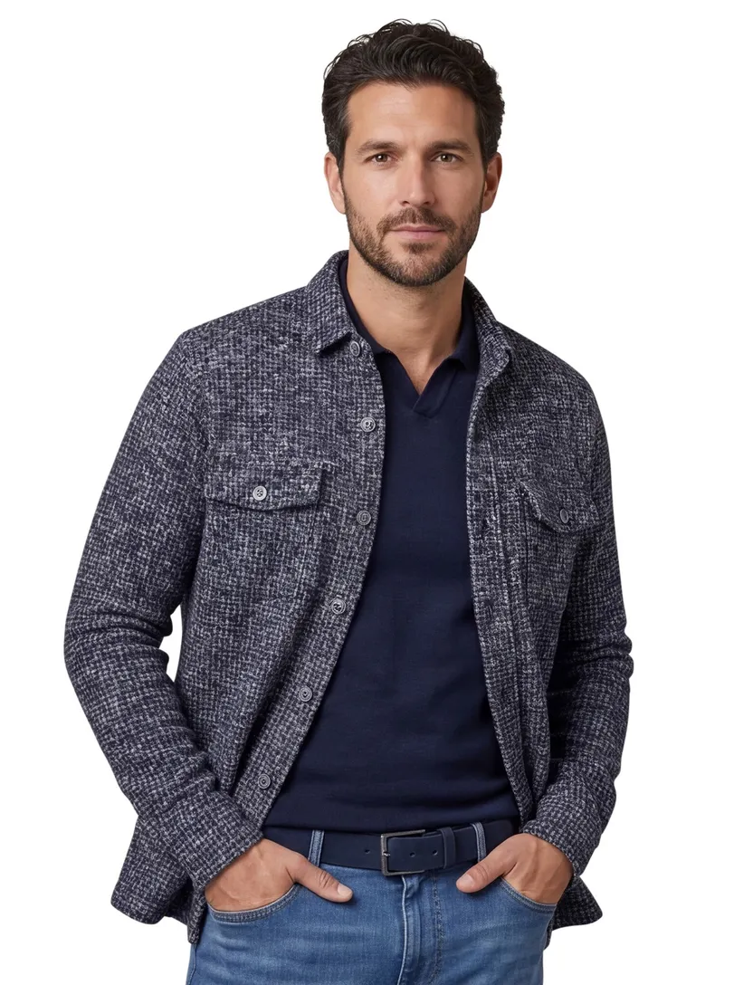Gentiluomo overshirt wolblend donkerblauw