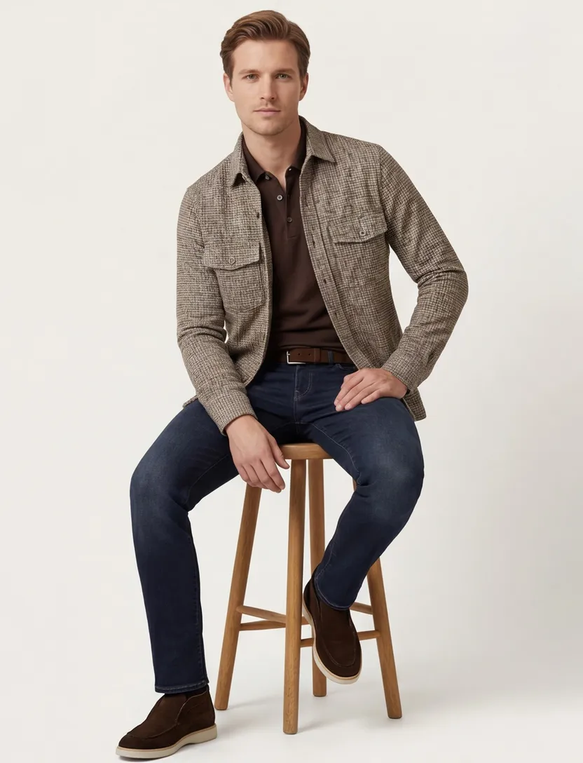 Gentiluomo overshirt wolblend bruin