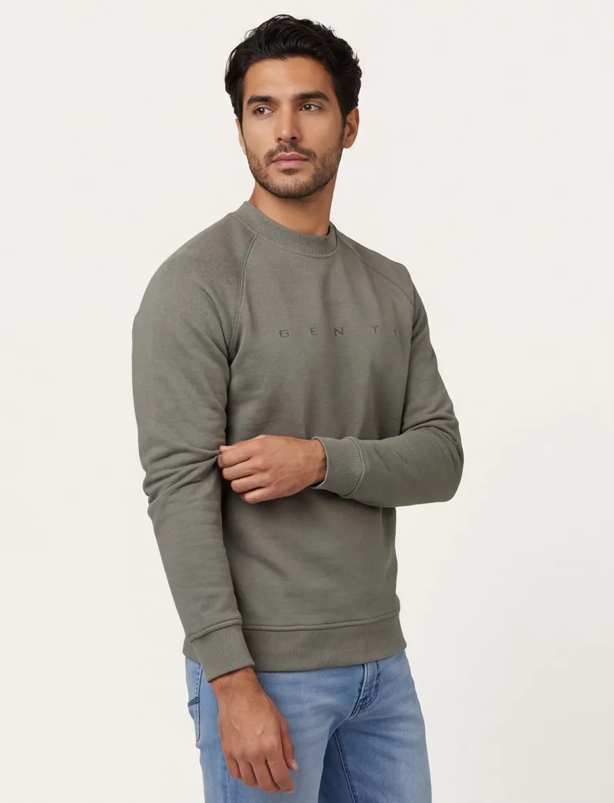 Genti sweater katoen olijfgroen