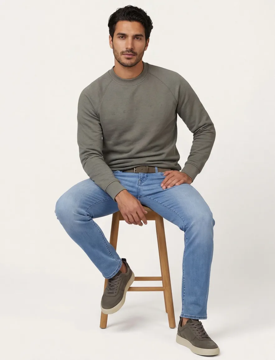 Genti sweater katoen olijfgroen