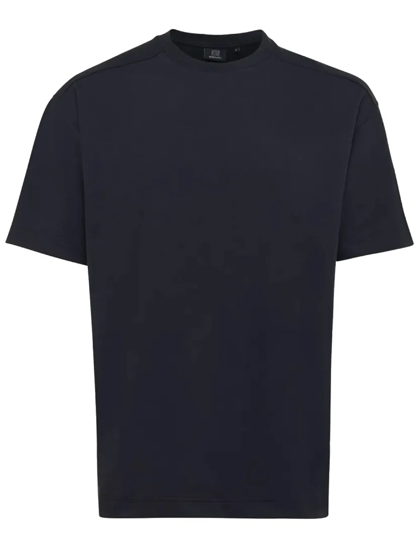 t-shirt Genti zwart effen ronde hals normale fit