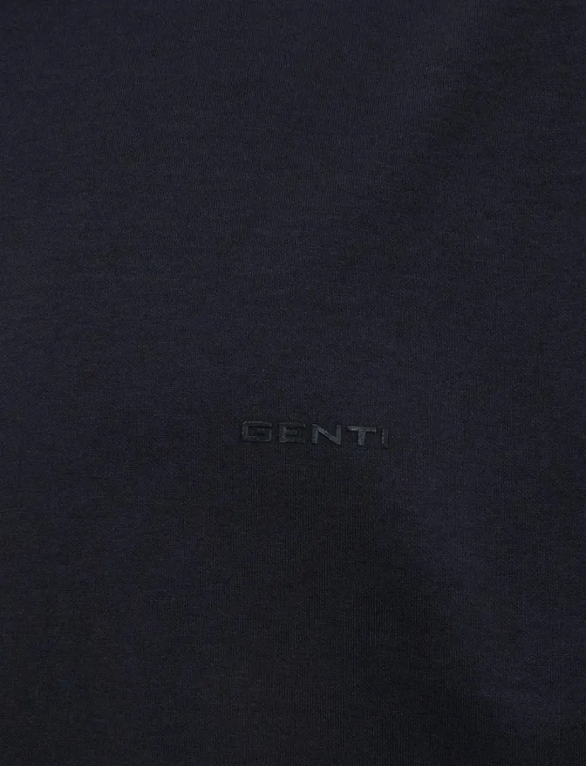 t-shirt Genti zwart effen ronde hals normale fit