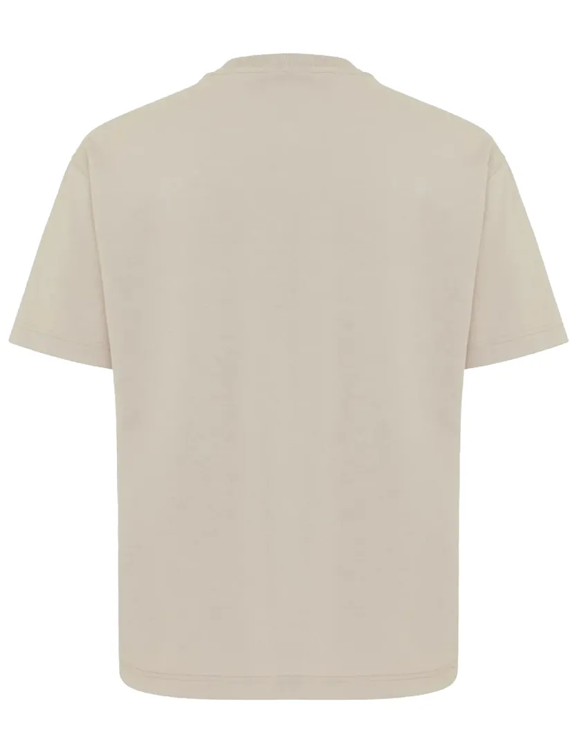 t-shirt Genti effen beige normale fit