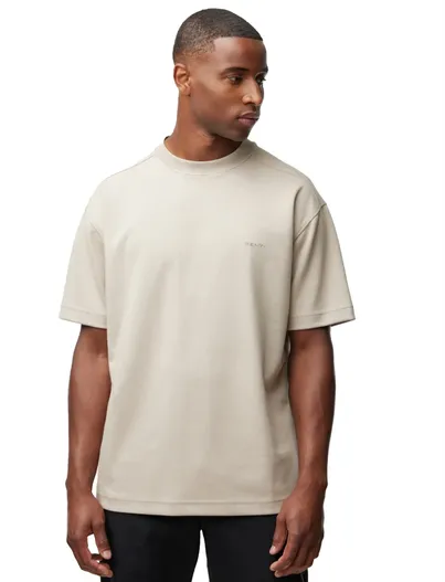 Genti t-shirt Genti effen beige normale fit