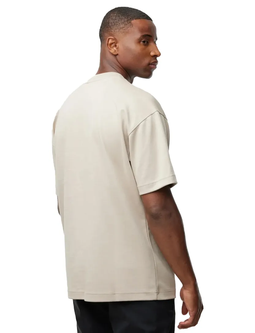 t-shirt Genti effen beige normale fit