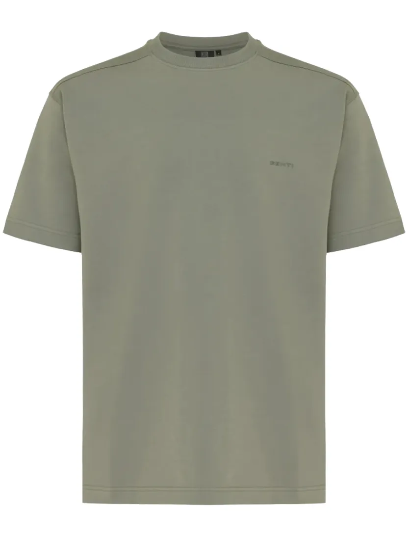 t-shirt korte mouw Gentiluomo effen groen normale fit jersey