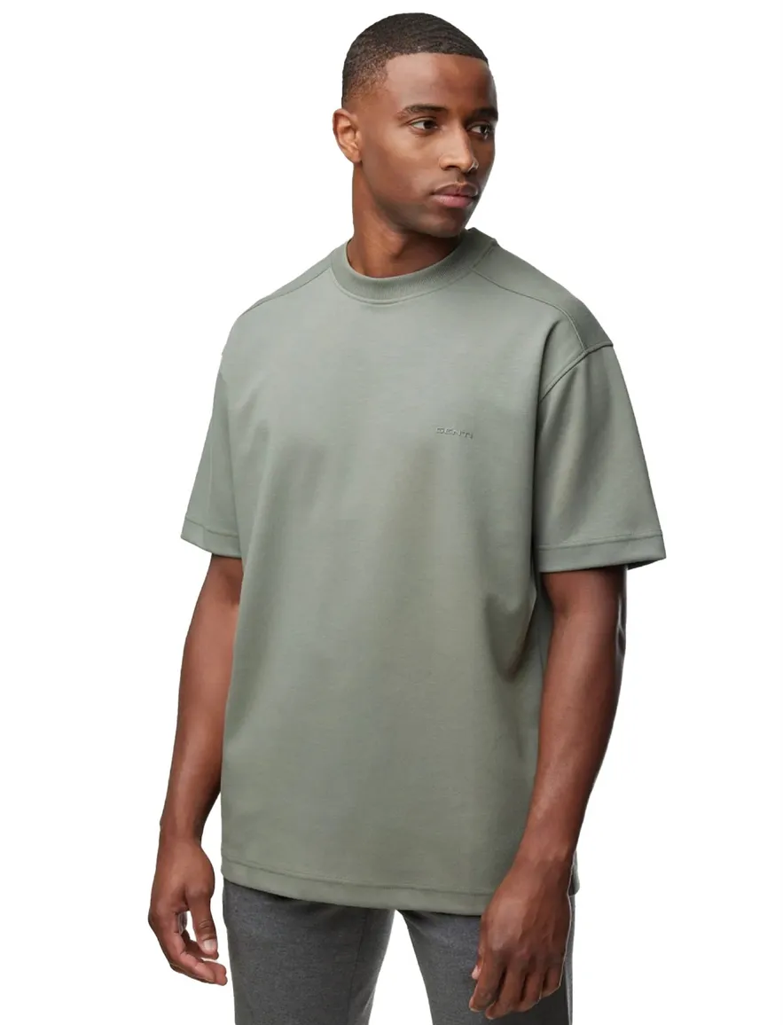 Genti t-shirt groen effen jersey normale fit