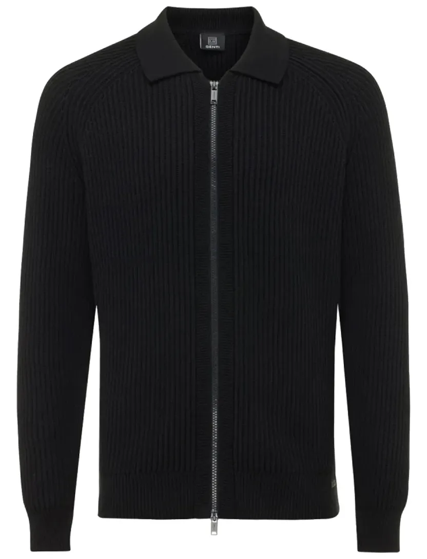 vest Genti zwart effen normale fit katoen