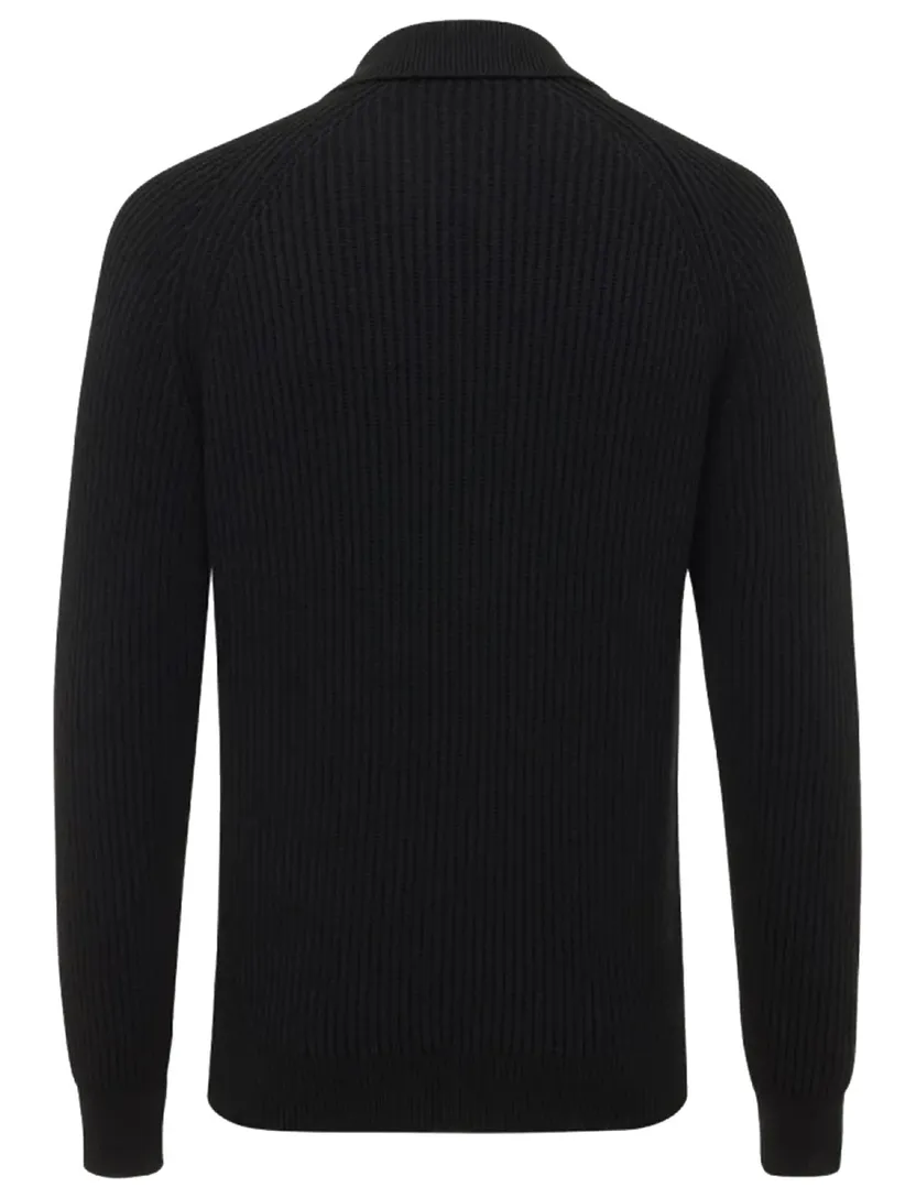 vest Genti zwart effen normale fit katoen