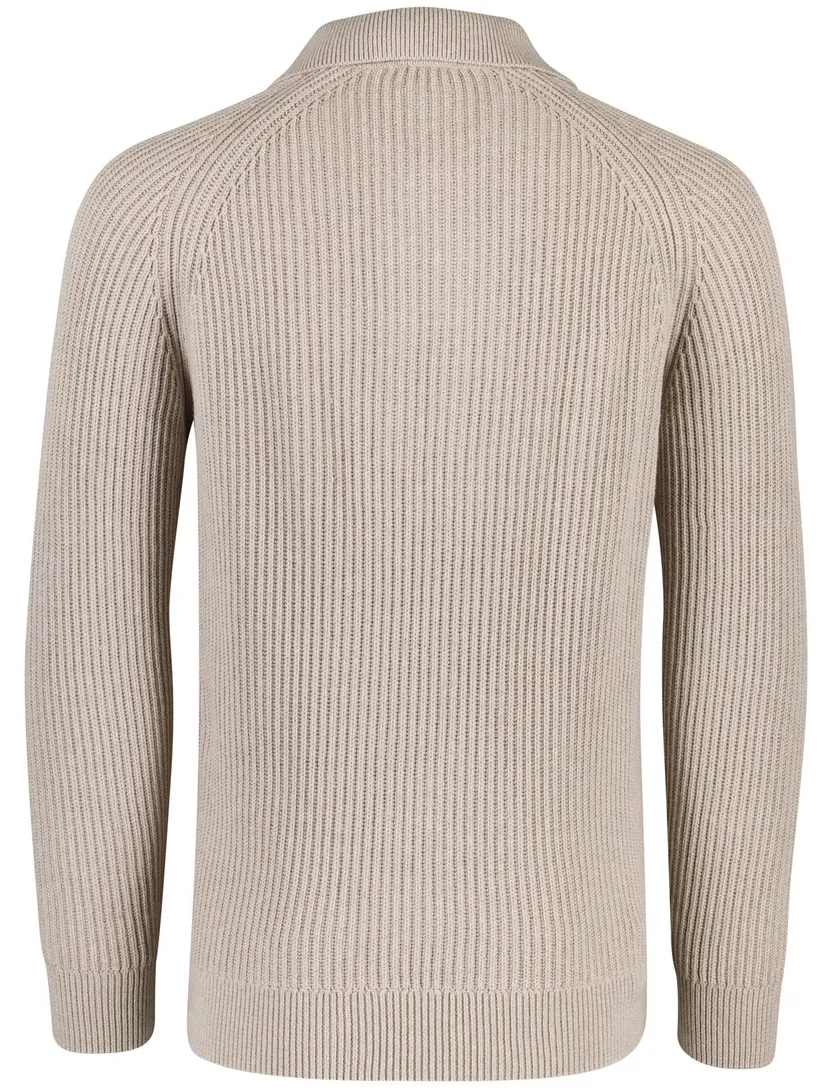 Genti half zip trui beige gebreid katoen