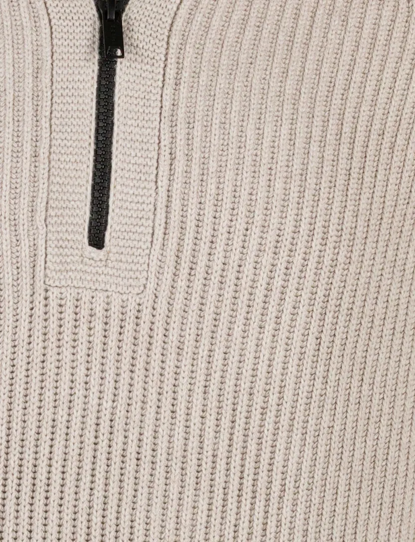 Genti half zip trui beige gebreid katoen
